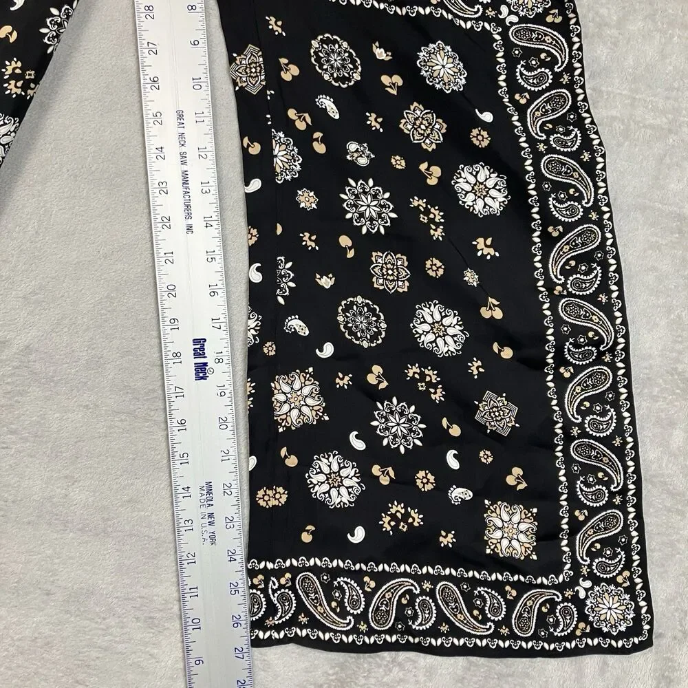 J Crew Cosmo Pants SP Petite S Black Bandana Paisley Print Wide Leg CS470